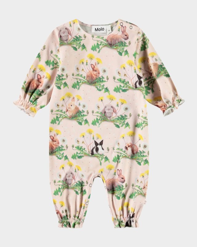 Girl's Florina Rabbit-Print Organic Cotton Bodysuit, Size 3M-